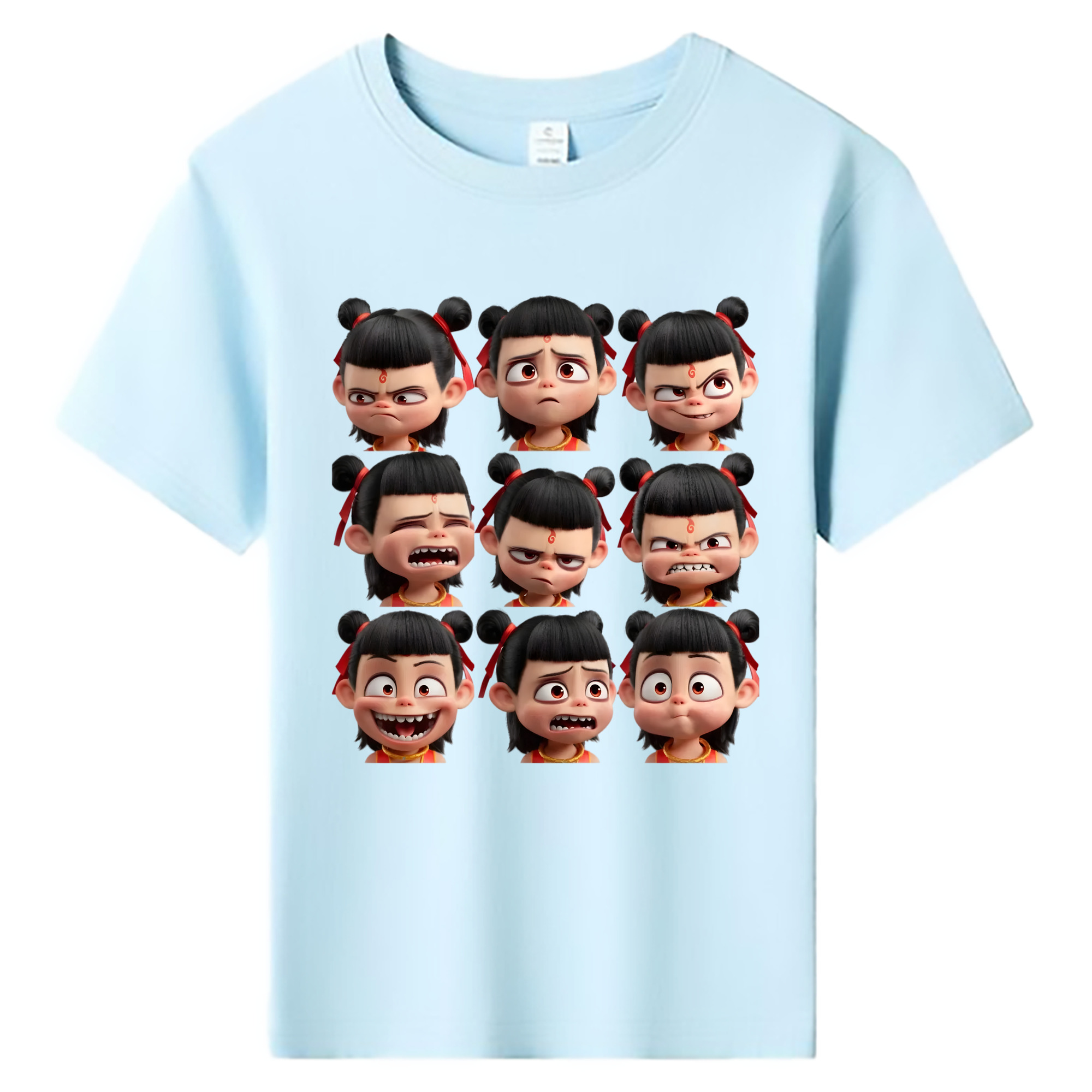 （画像用） Ne Zha 2 ナタ 魔童の大暴れ 綿100％キッズTシャツ（フロントプリント）